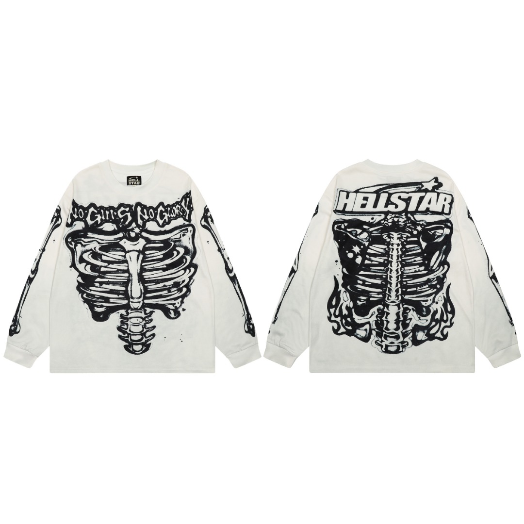 Hellstar Airbrushed Bones Longsleeve Shirt - DopestKickz