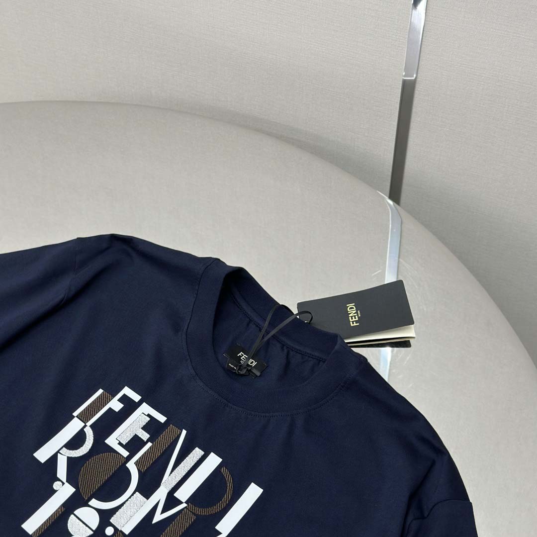 Fendi Dark Blue Cotton T-shirt - DopestKickz