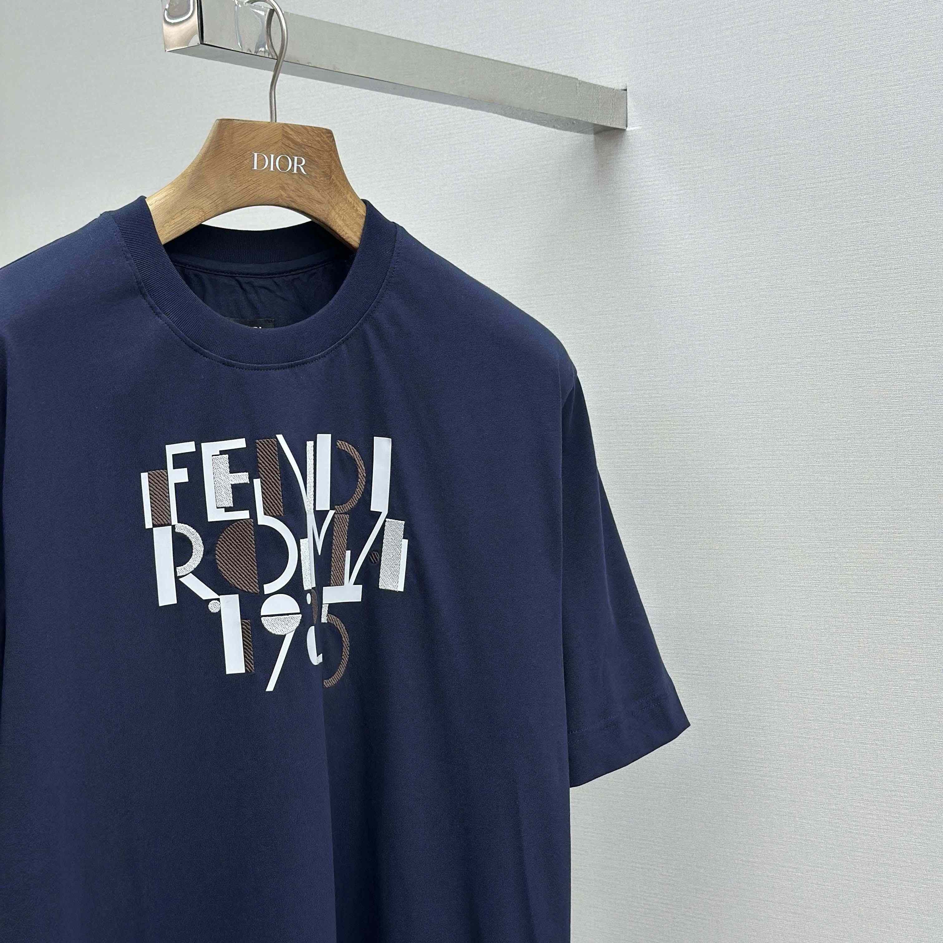 Fendi Dark Blue Cotton T-shirt - DopestKickz