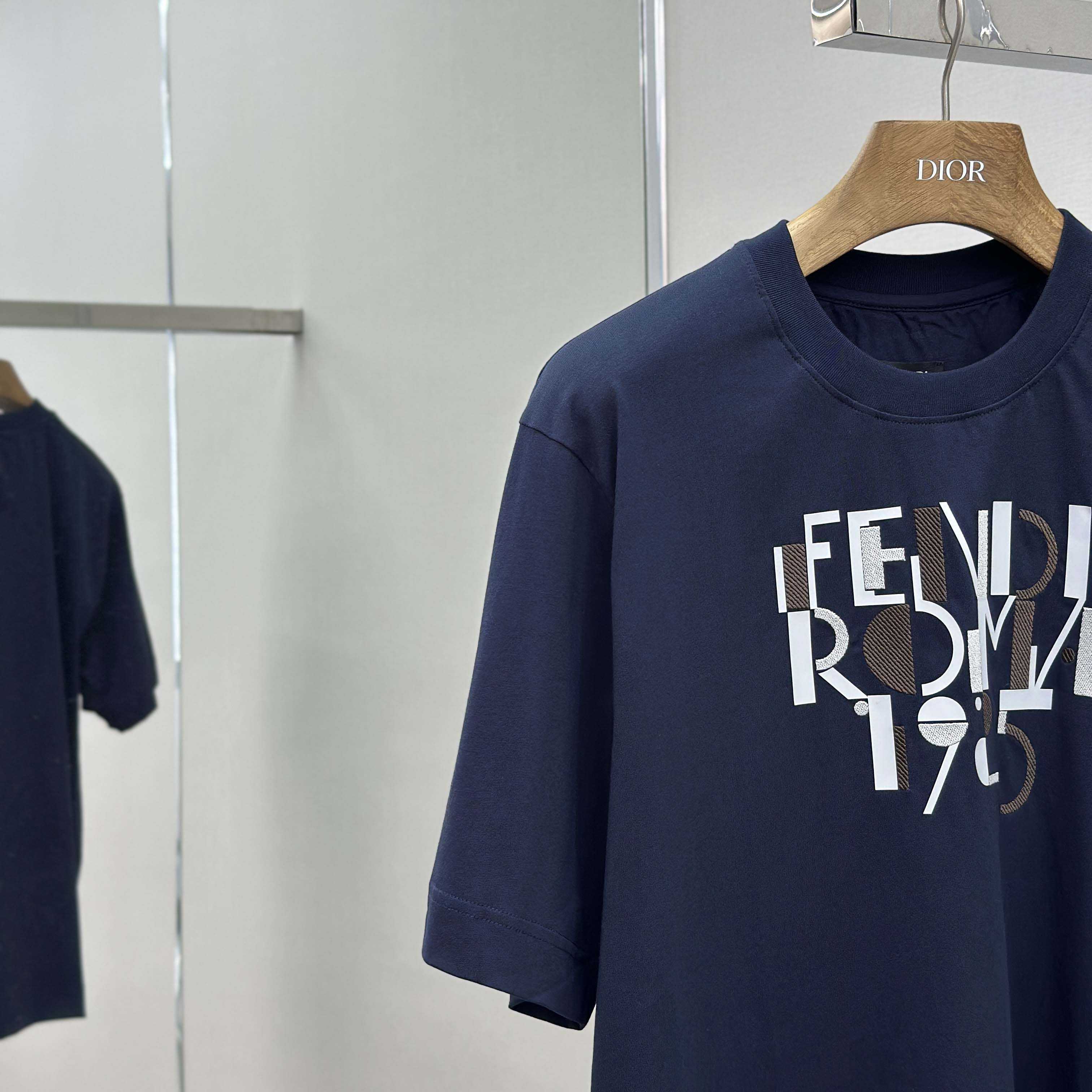 Fendi Dark Blue Cotton T-shirt - DopestKickz