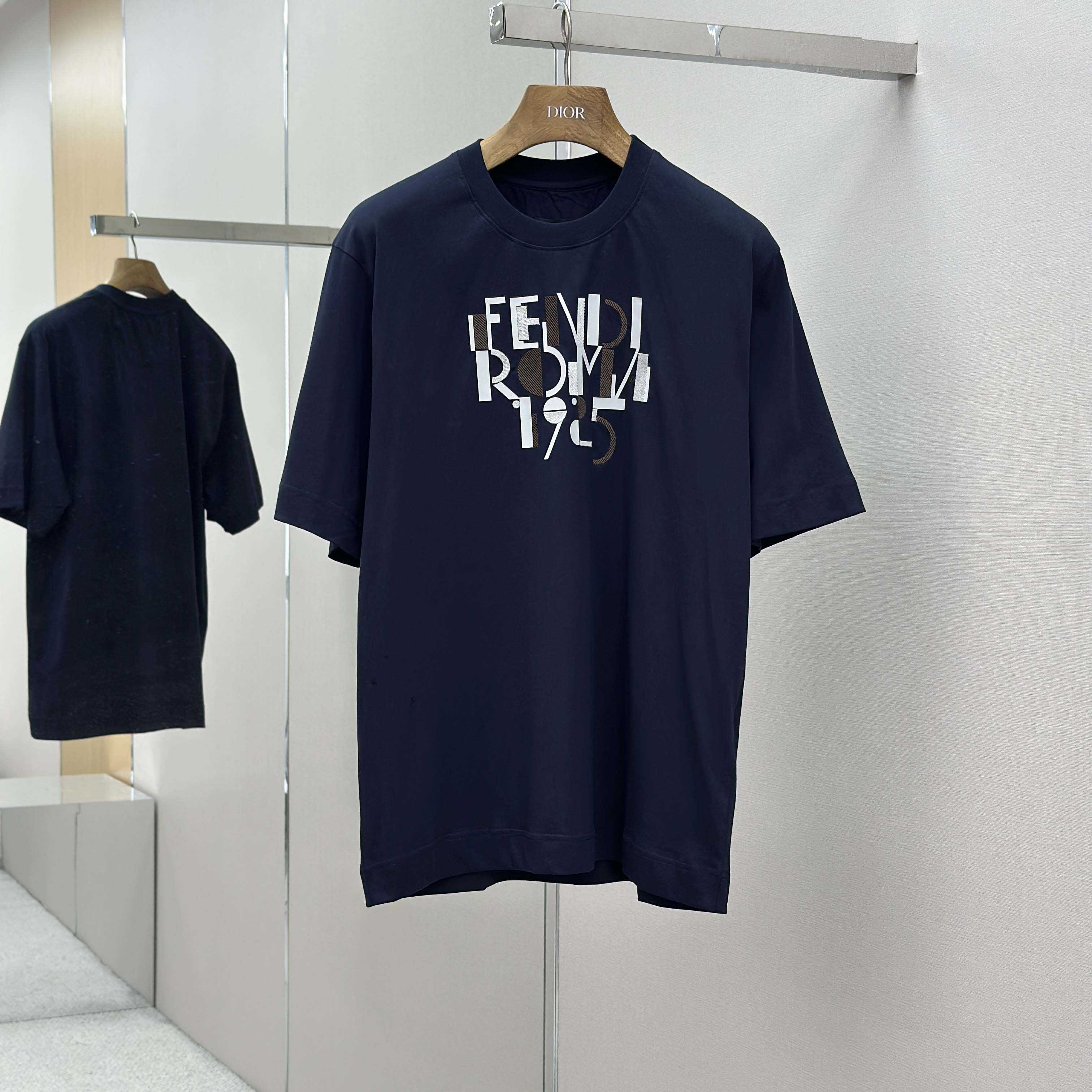 Fendi Dark Blue Cotton T-shirt - DopestKickz