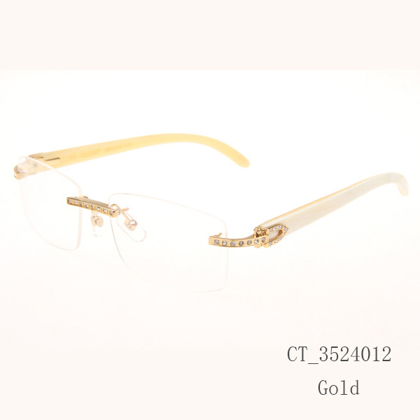 Cartier CT_3524012 Diamond White Buffalo Eyeglasses In Gold - DopestKickz