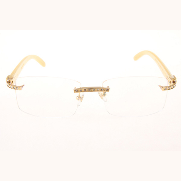 Cartier CT_3524012 Diamond White Buffalo Eyeglasses In Gold - DopestKickz