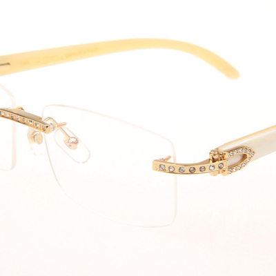 Cartier CT_3524012 Diamond White Buffalo Eyeglasses In Gold - DopestKickz
