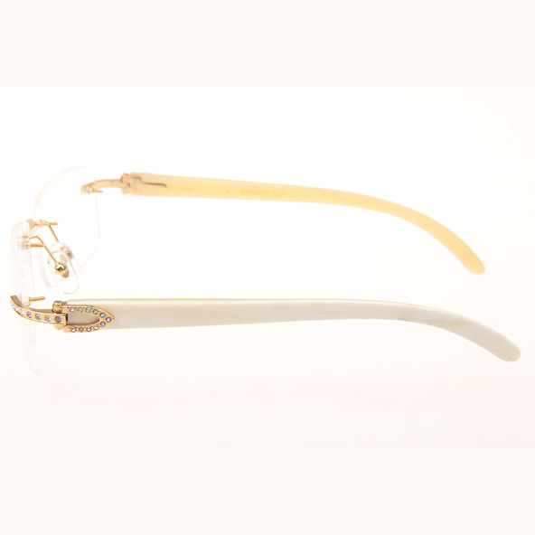 Cartier CT_3524012 Diamond White Buffalo Eyeglasses In Gold - DopestKickz