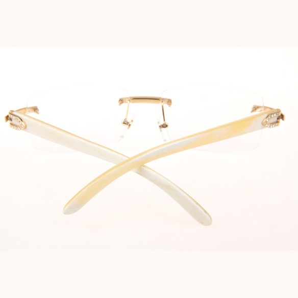 Cartier CT_3524012 Diamond White Buffalo Eyeglasses In Gold - DopestKickz