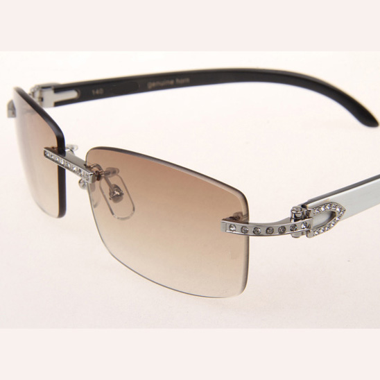 Cartier CT_3524012 Diamond White Mix Black Buffalo Eyeglasses In Silver Brown - DopestKickz