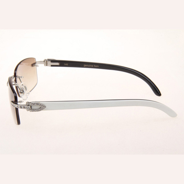 Cartier CT_3524012 Diamond White Mix Black Buffalo Eyeglasses In Silver Brown - DopestKickz