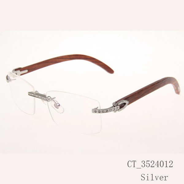 Cartier CT_3524012 Diamond Wood Eyeglasses In Silver - DopestKickz