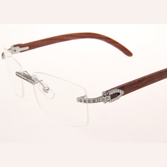 Cartier CT_3524012 Diamond Wood Eyeglasses In Silver - DopestKickz