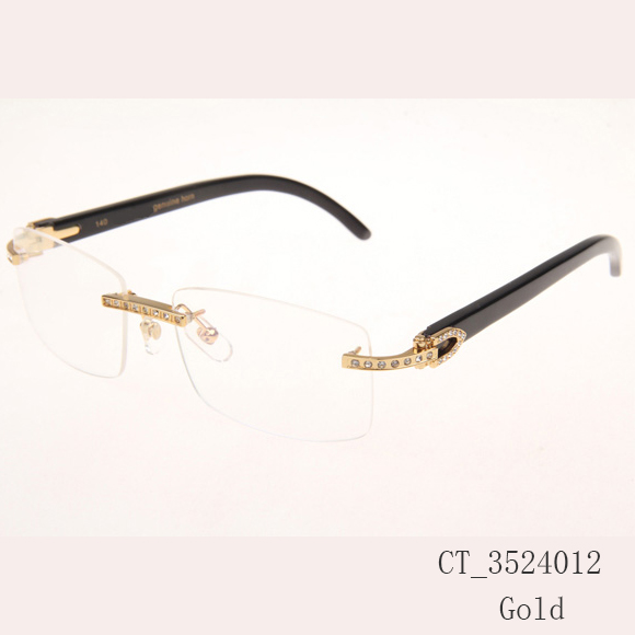 Cartier CT_3524012 Diamond Black Buffalo Eyeglasses In Gold - DopestKickz
