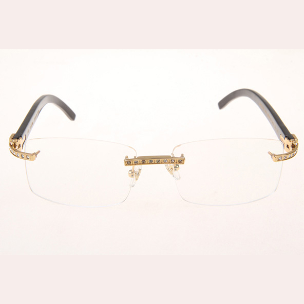 Cartier CT_3524012 Diamond Black Buffalo Eyeglasses In Gold - DopestKickz