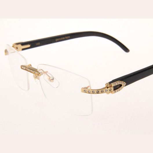 Cartier CT_3524012 Diamond Black Buffalo Eyeglasses In Gold - DopestKickz