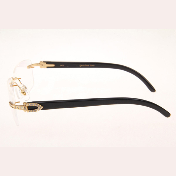 Cartier CT_3524012 Diamond Black Buffalo Eyeglasses In Gold - DopestKickz