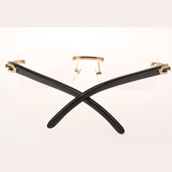 Cartier CT_3524012 Diamond Black Buffalo Eyeglasses In Gold - DopestKickz