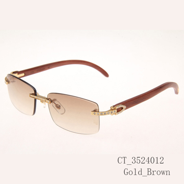 Cartier CT_3524012 Diamond Wood Eyeglasses In Gold_Brown - DopestKickz