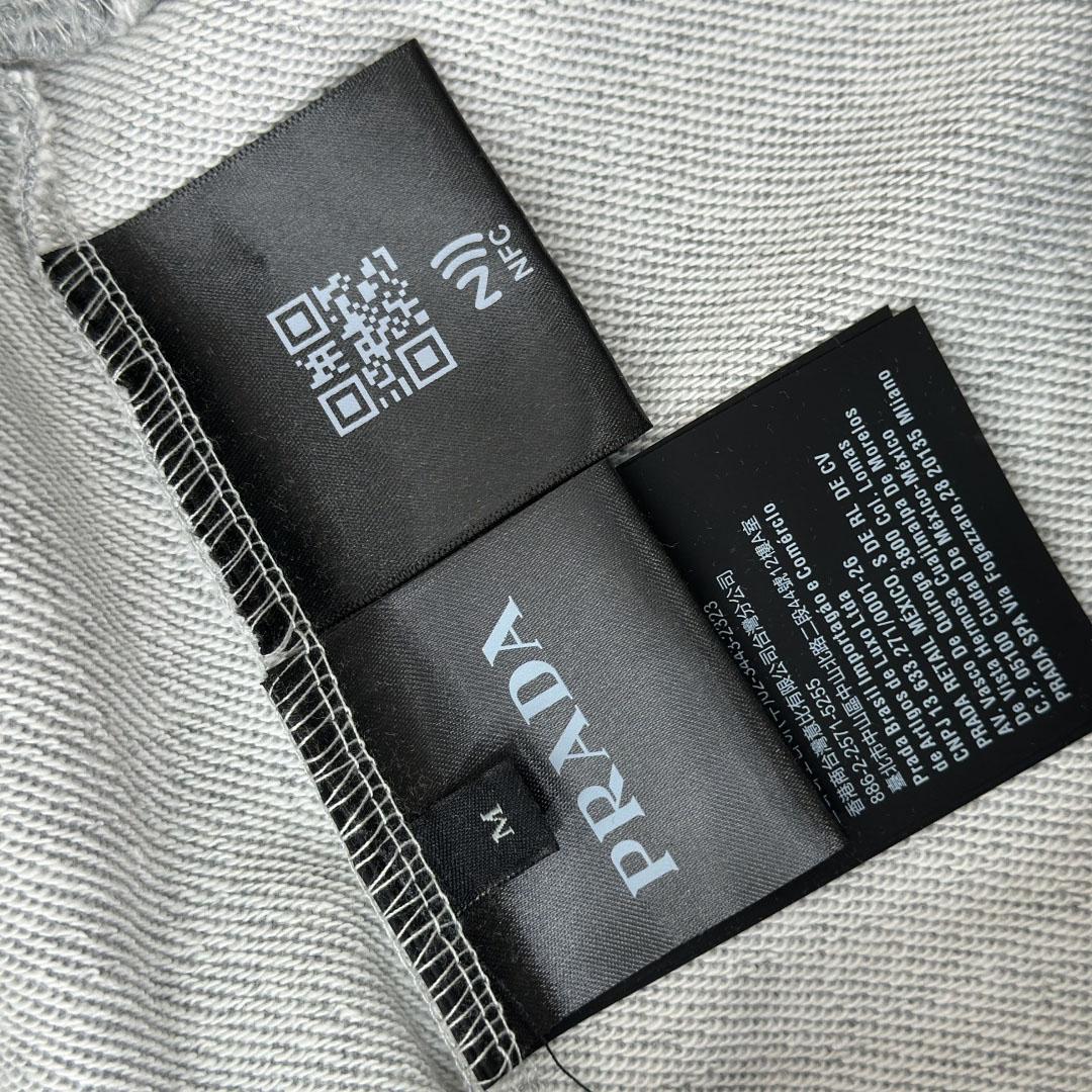 Prada Marble Gray Long-sleeved Cotton Polo Shirt - DopestKickz