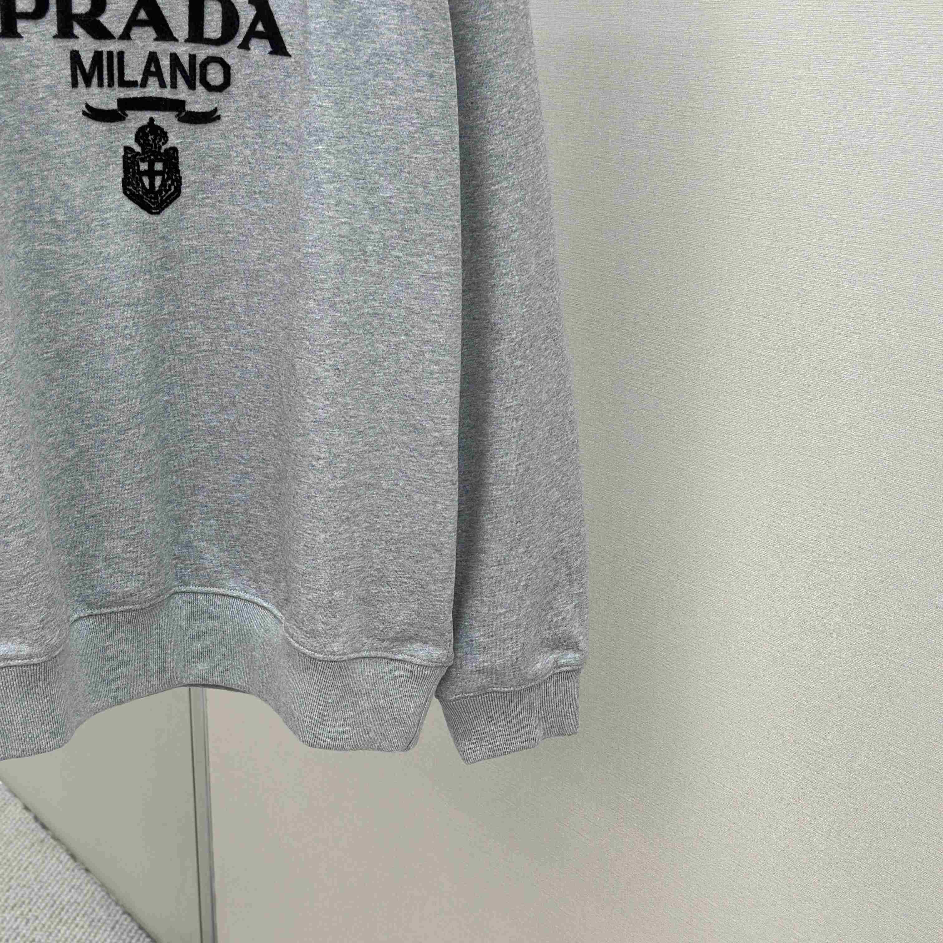 Prada Marble Gray Long-sleeved Cotton Polo Shirt - DopestKickz