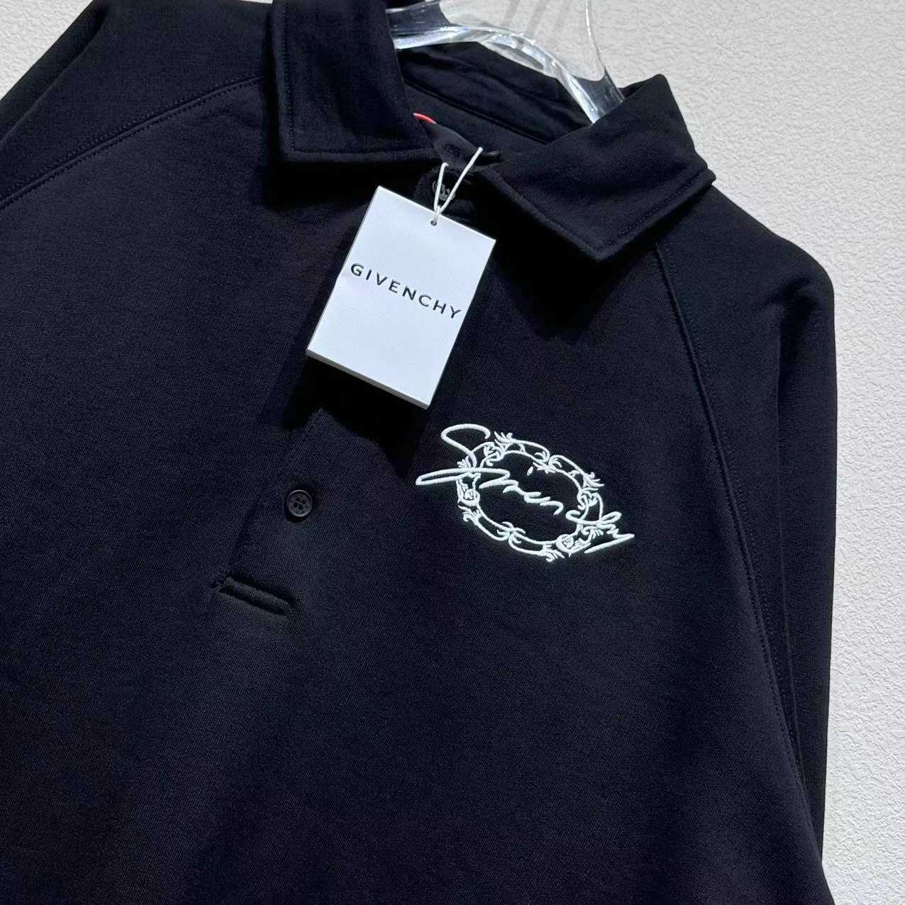 Givenchy Embroidered Logo Fleece Polo Sweatshirt In Black - DopestKickz