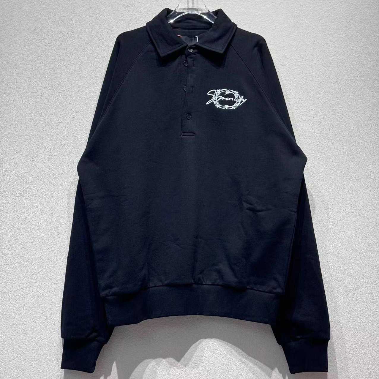 Givenchy Embroidered Logo Fleece Polo Sweatshirt In Black - DopestKickz