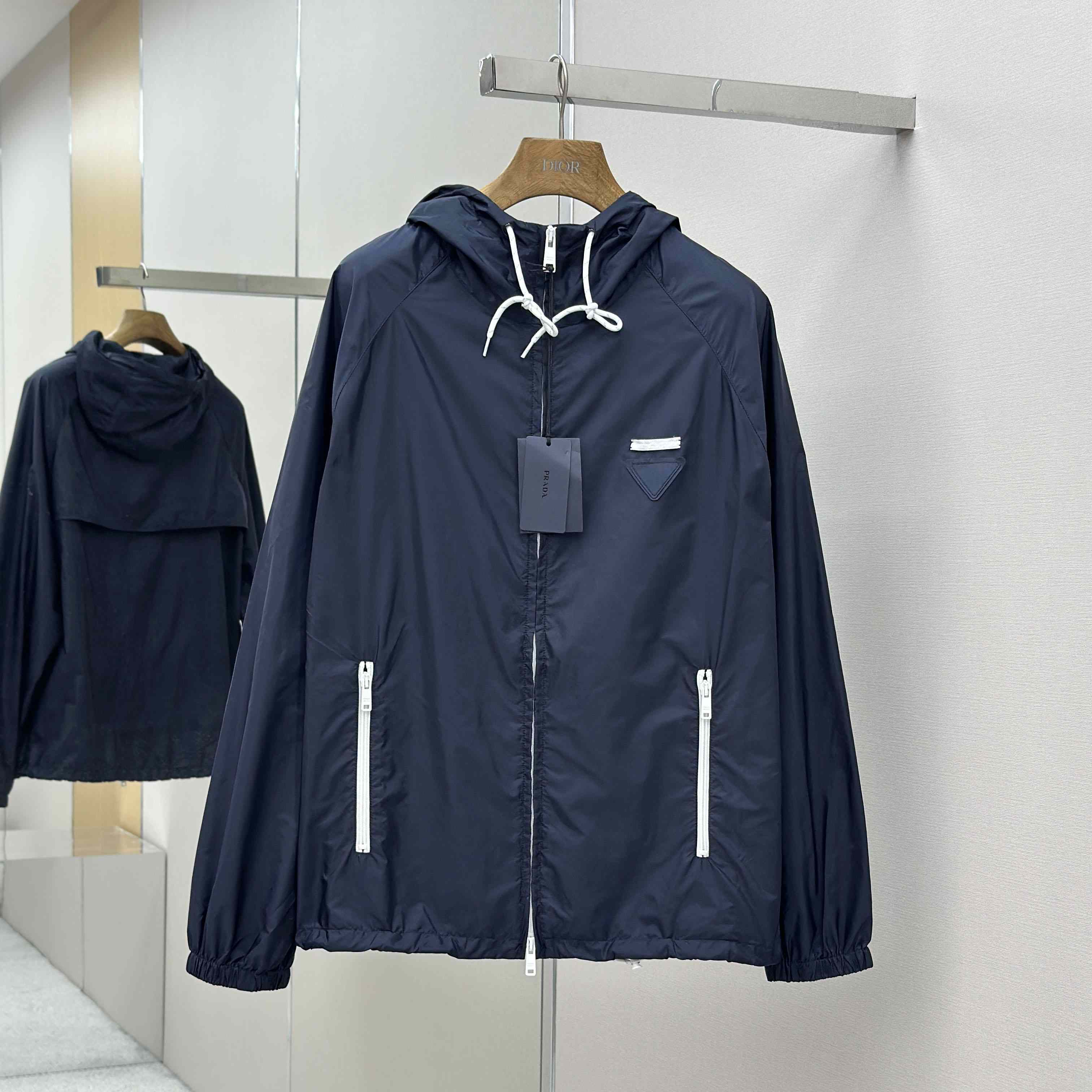 Prada Navy Blue Re-Nylon Wind Breaker - DopestKickz