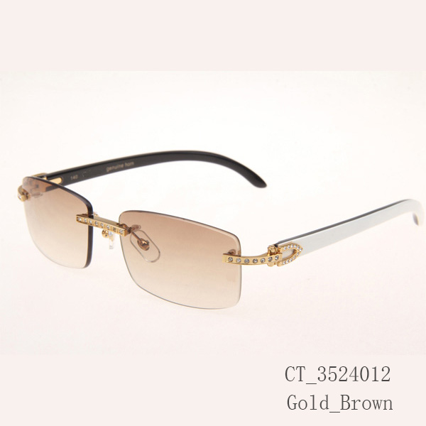 Cartier CT_3524012 Diamond White Mix Black Buffalo Eyeglasses In Gold Brown - DopestKickz