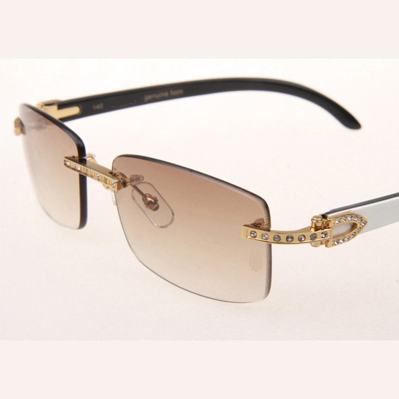Cartier CT_3524012 Diamond White Mix Black Buffalo Eyeglasses In Gold Brown - DopestKickz