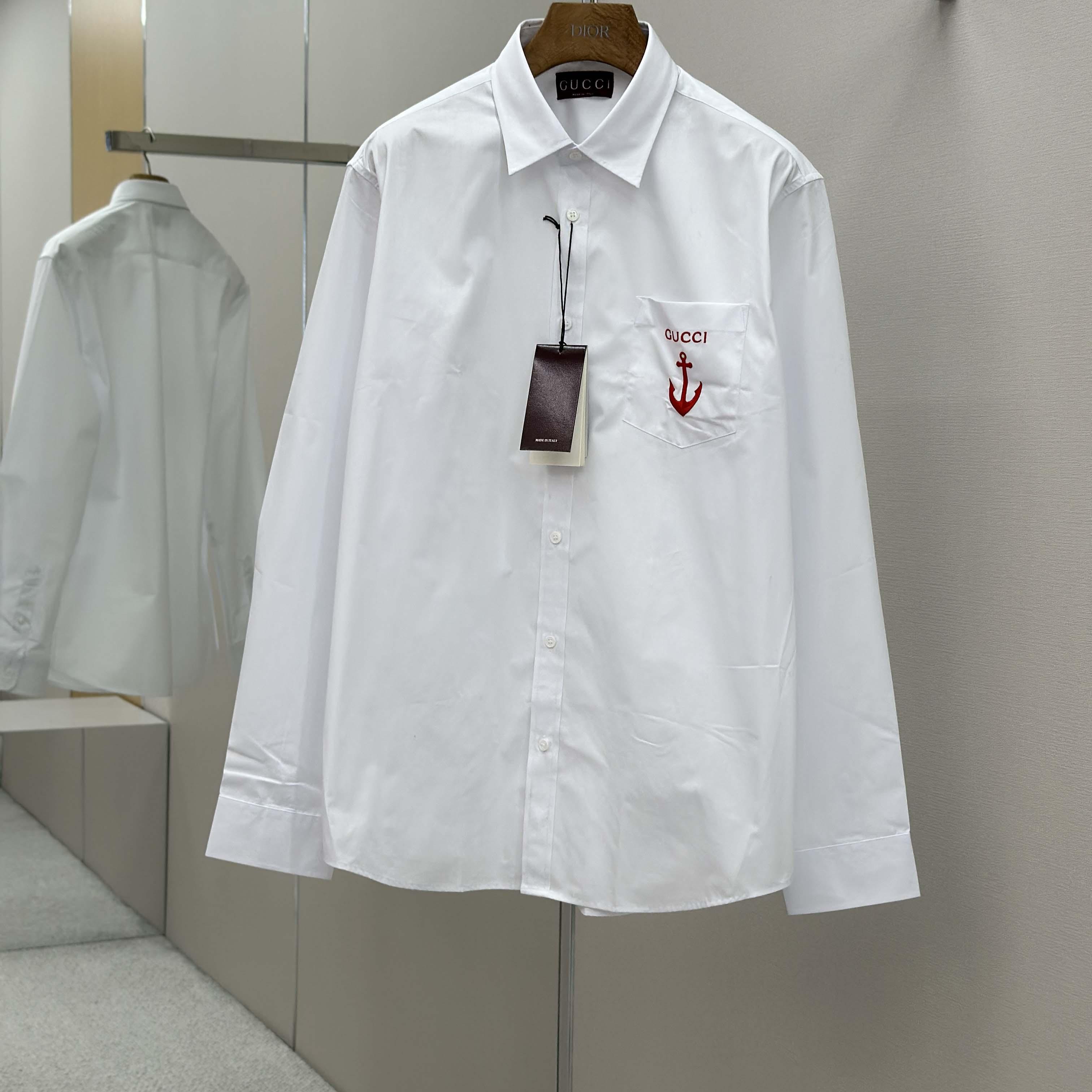 Gucci Cotton Poplin Shirt With Embroidery - DopestKickz