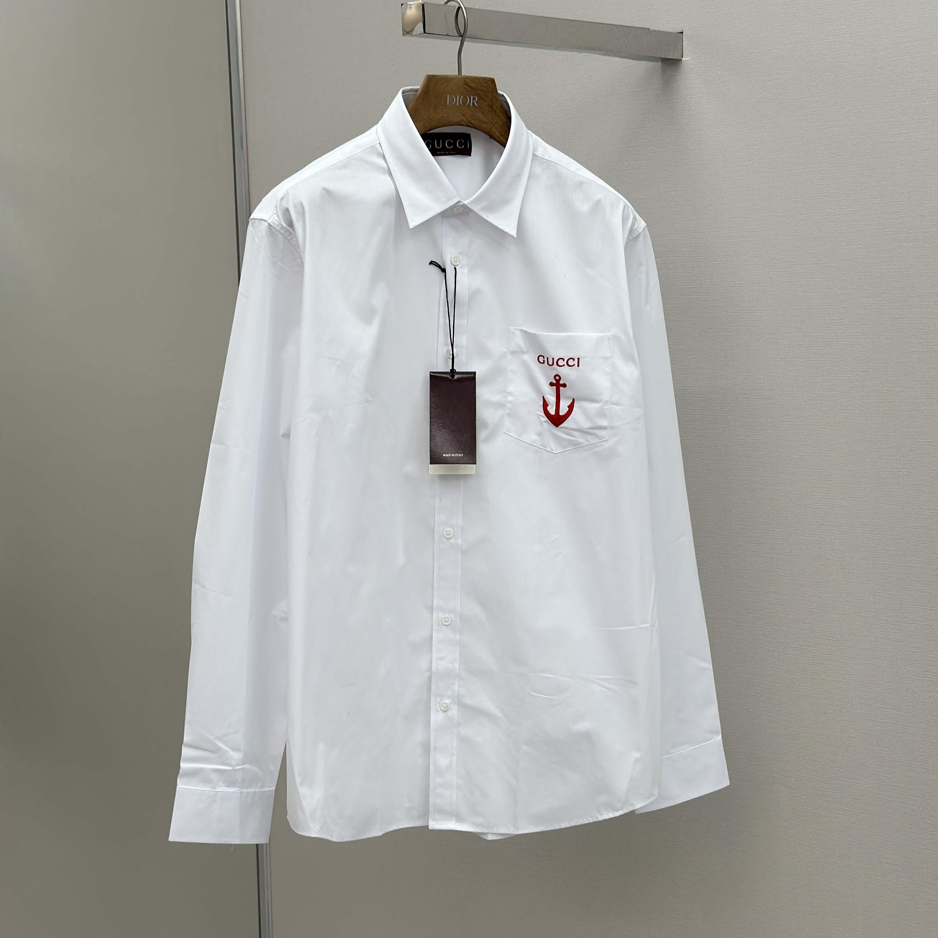 Gucci Cotton Poplin Shirt With Embroidery - DopestKickz