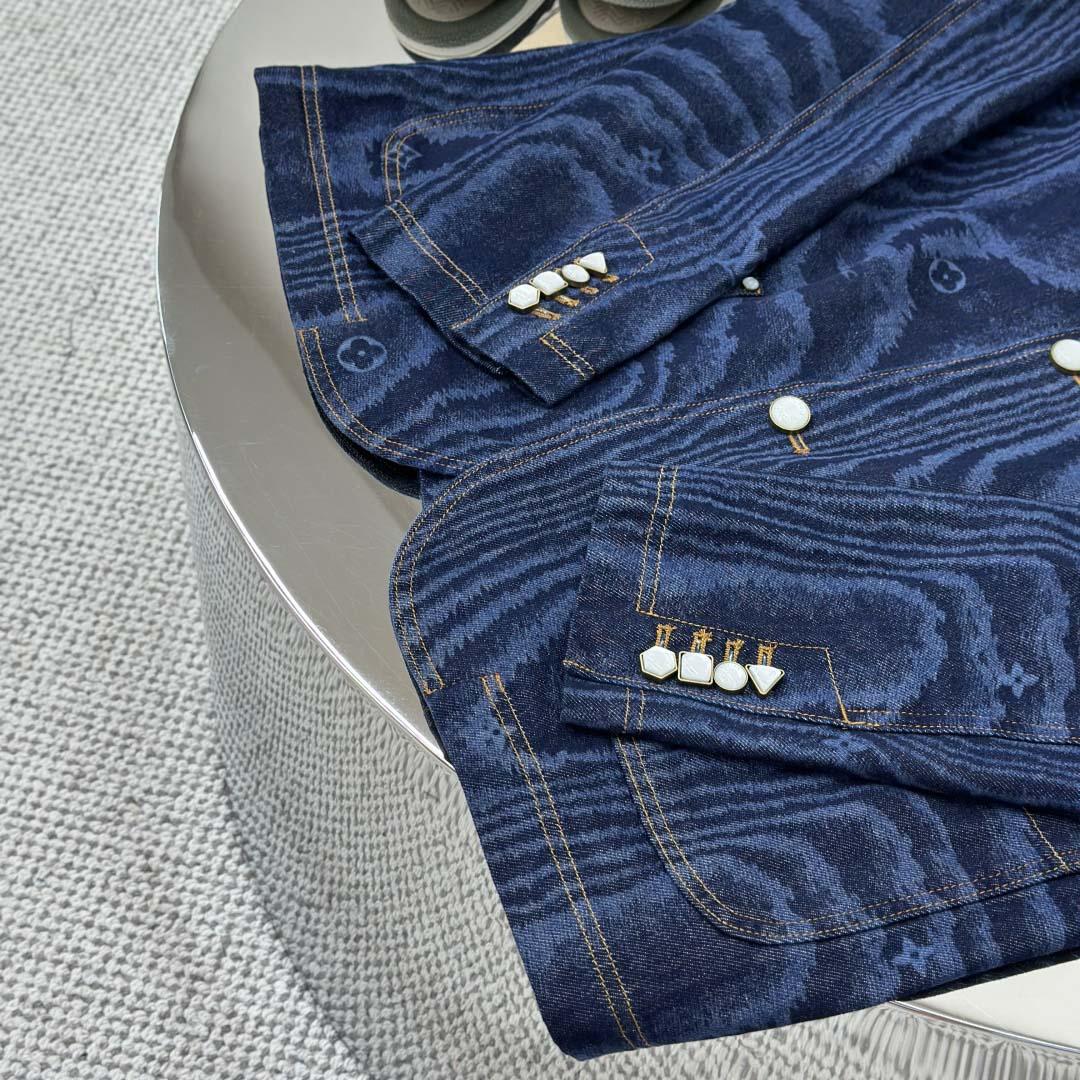Louis Vuitton Chic Collarless Denim Jacket   1AHUXT - DopestKickz