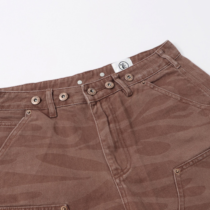 Hellstar Brown Camo Denim Shorts - DopestKickz