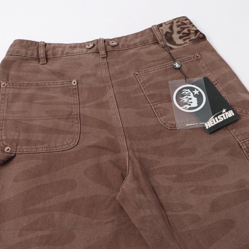 Hellstar Brown Camo Denim Shorts - DopestKickz