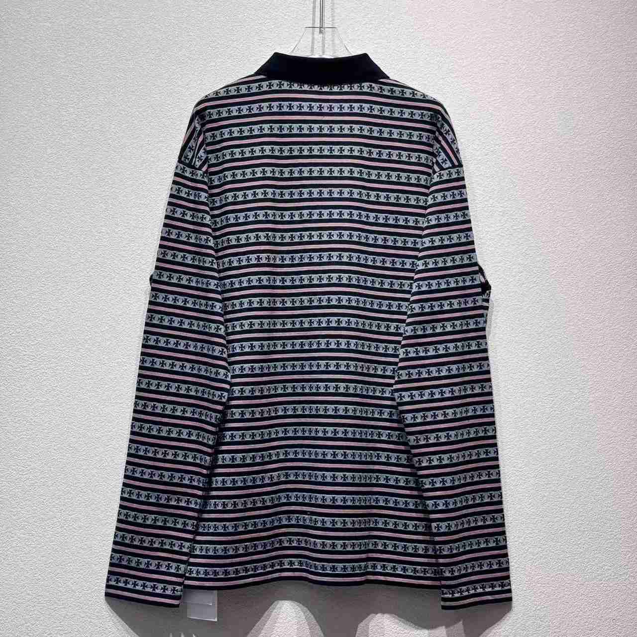 Chrome Heart Striped Polo Shirt - DopestKickz