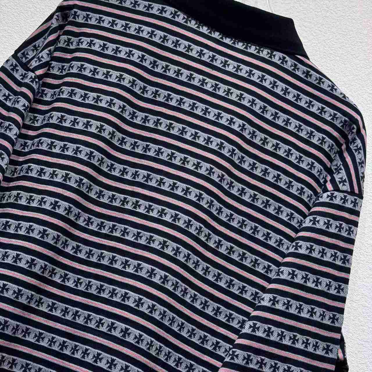 Chrome Heart Striped Polo Shirt - DopestKickz