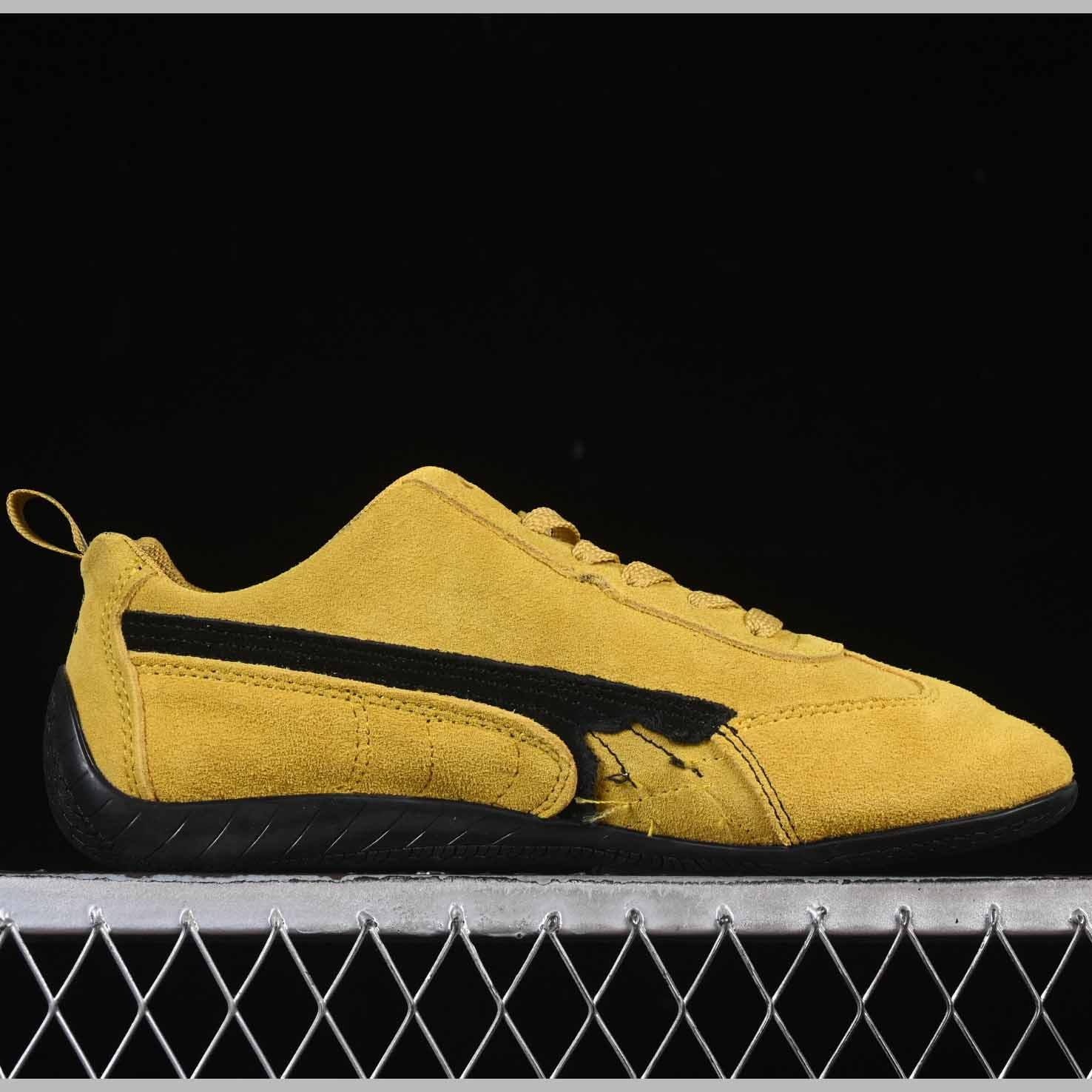 Balenciaga Speedcat Suede Balenciaga In Yellow And Black Distressed Suede Cowskin - DopestKickz