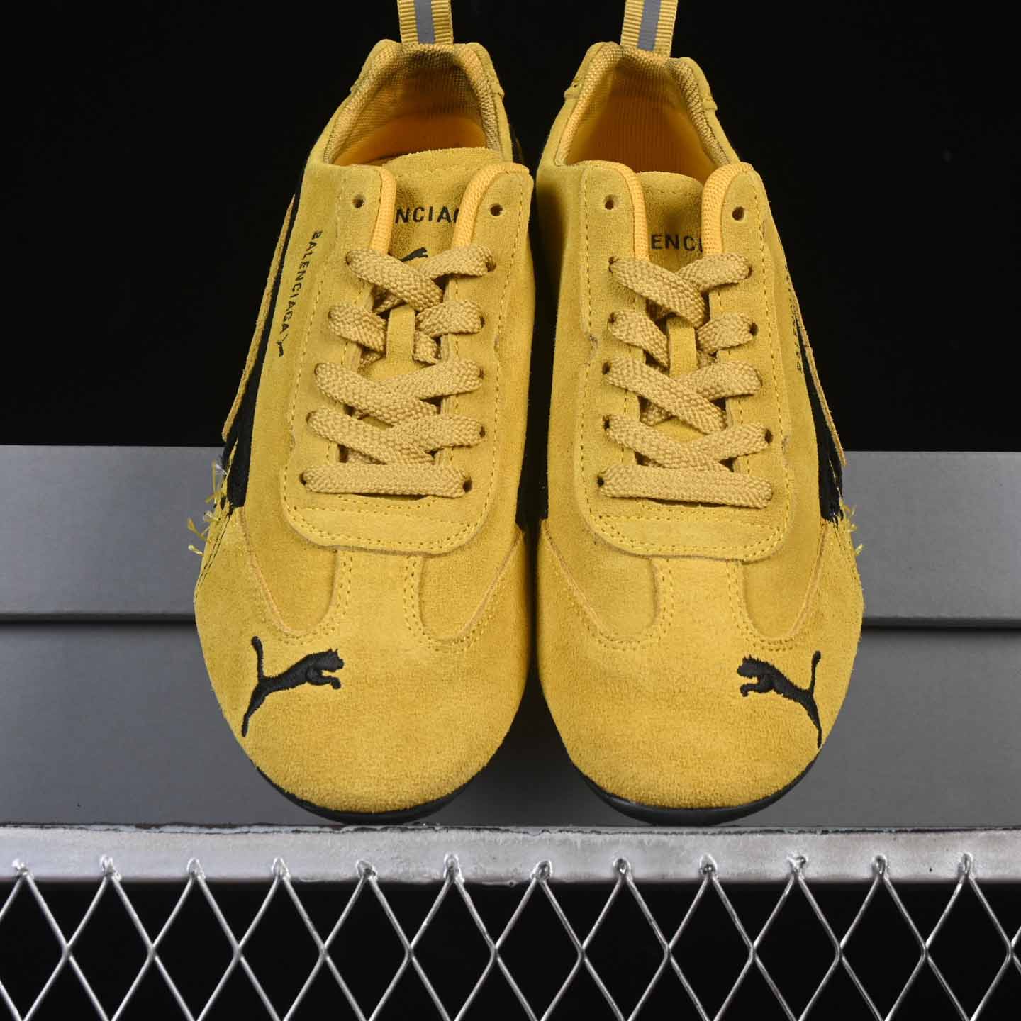 Balenciaga Speedcat Suede Balenciaga In Yellow And Black Distressed Suede Cowskin - DopestKickz