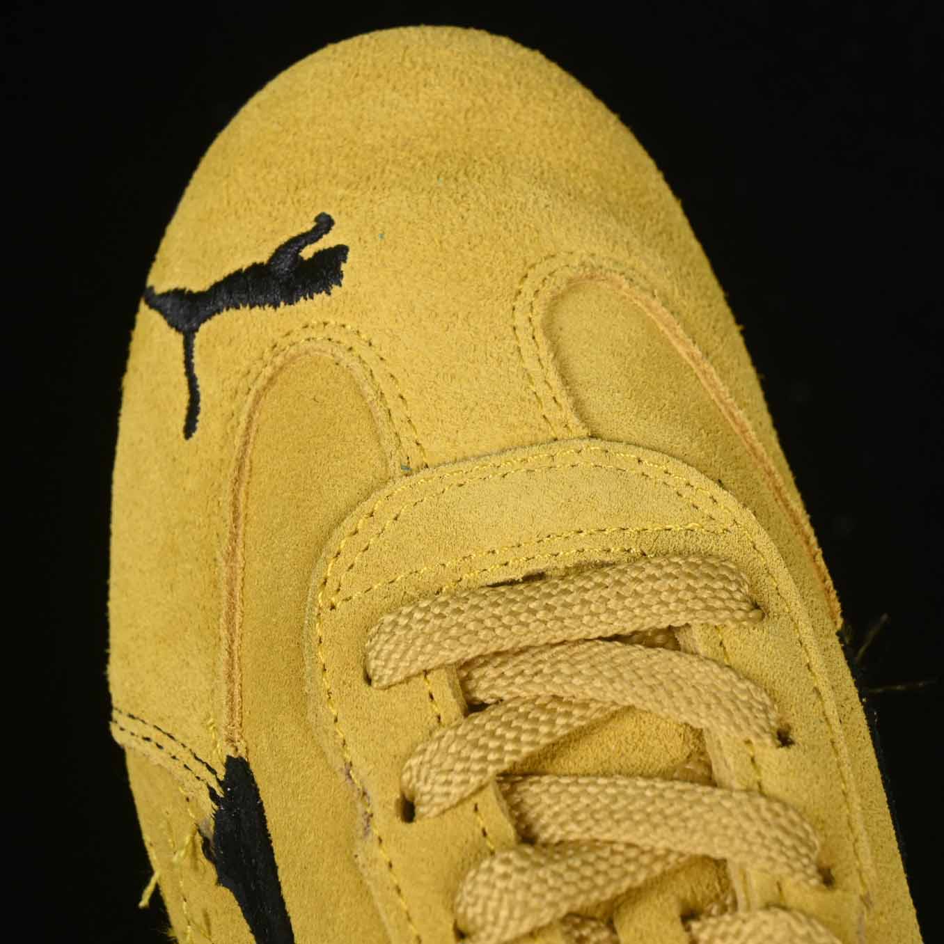 Balenciaga Speedcat Suede Balenciaga In Yellow And Black Distressed Suede Cowskin - DopestKickz