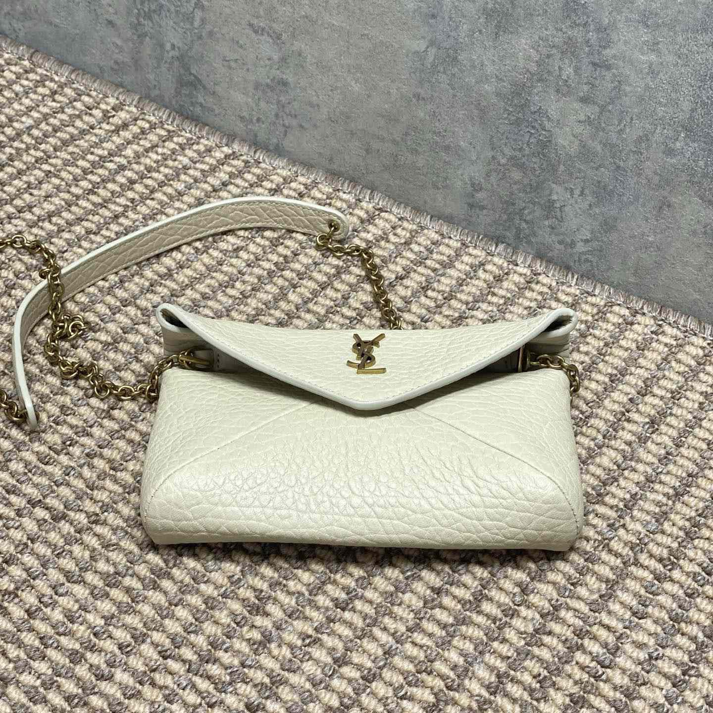 Saint Laurent Cassandre Chain Pouch In Lambskin - DopestKickz