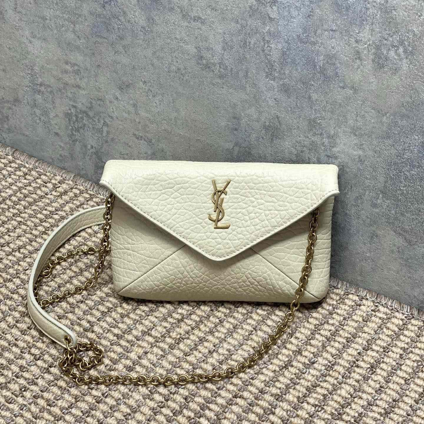 Saint Laurent Cassandre Chain Pouch In Lambskin - DopestKickz