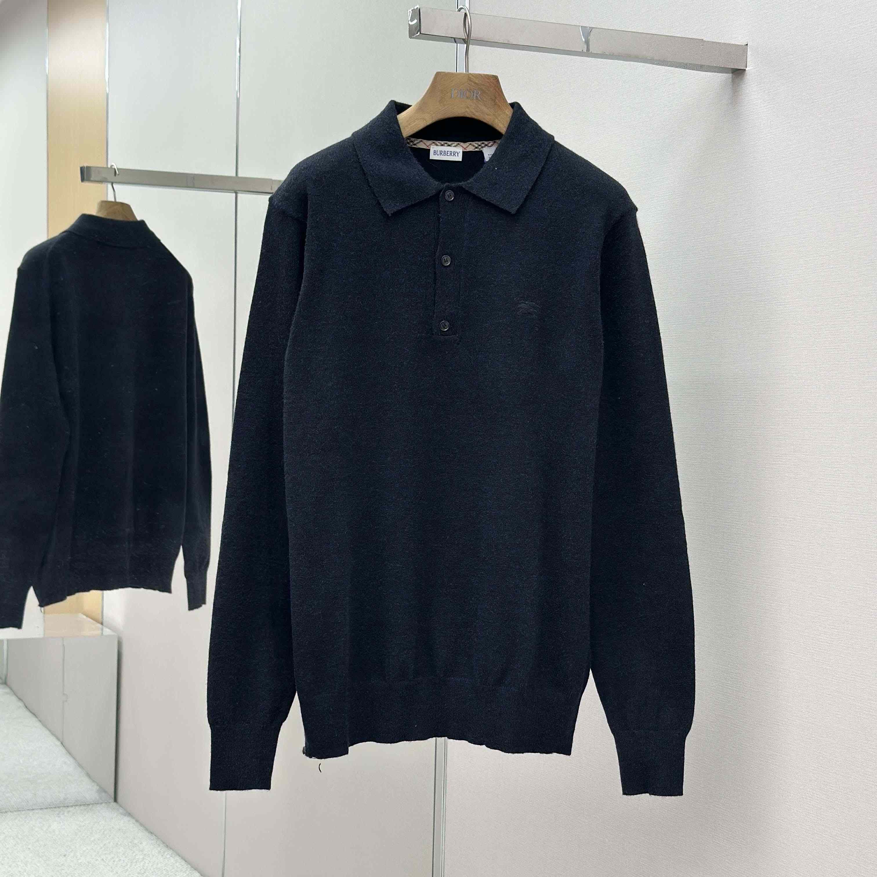 Burberry Long-sleeve Cashmere Blend Polo Shirt - DopestKickz