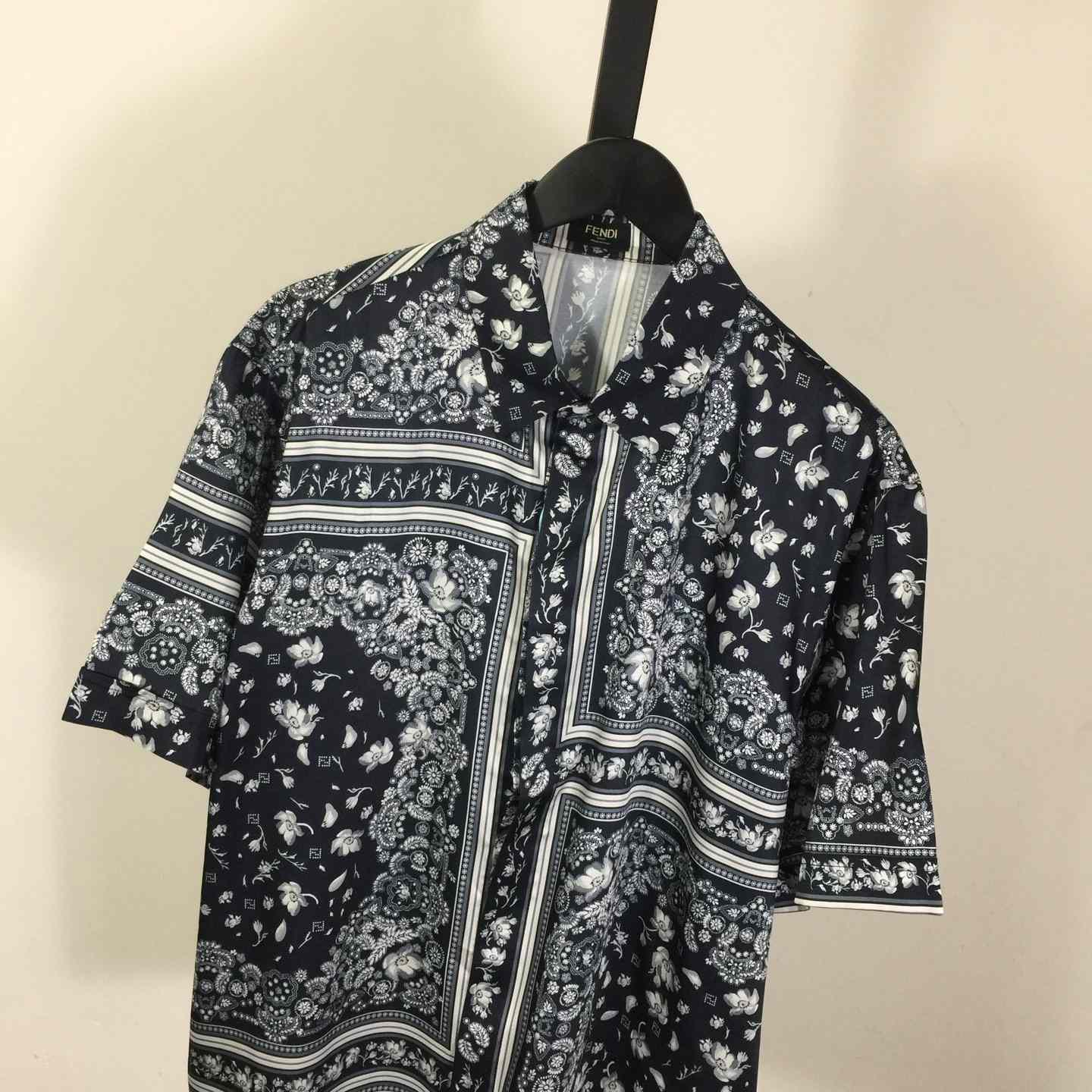 Fendi White And Blue Silk Shirt & Shorts - DopestKickz