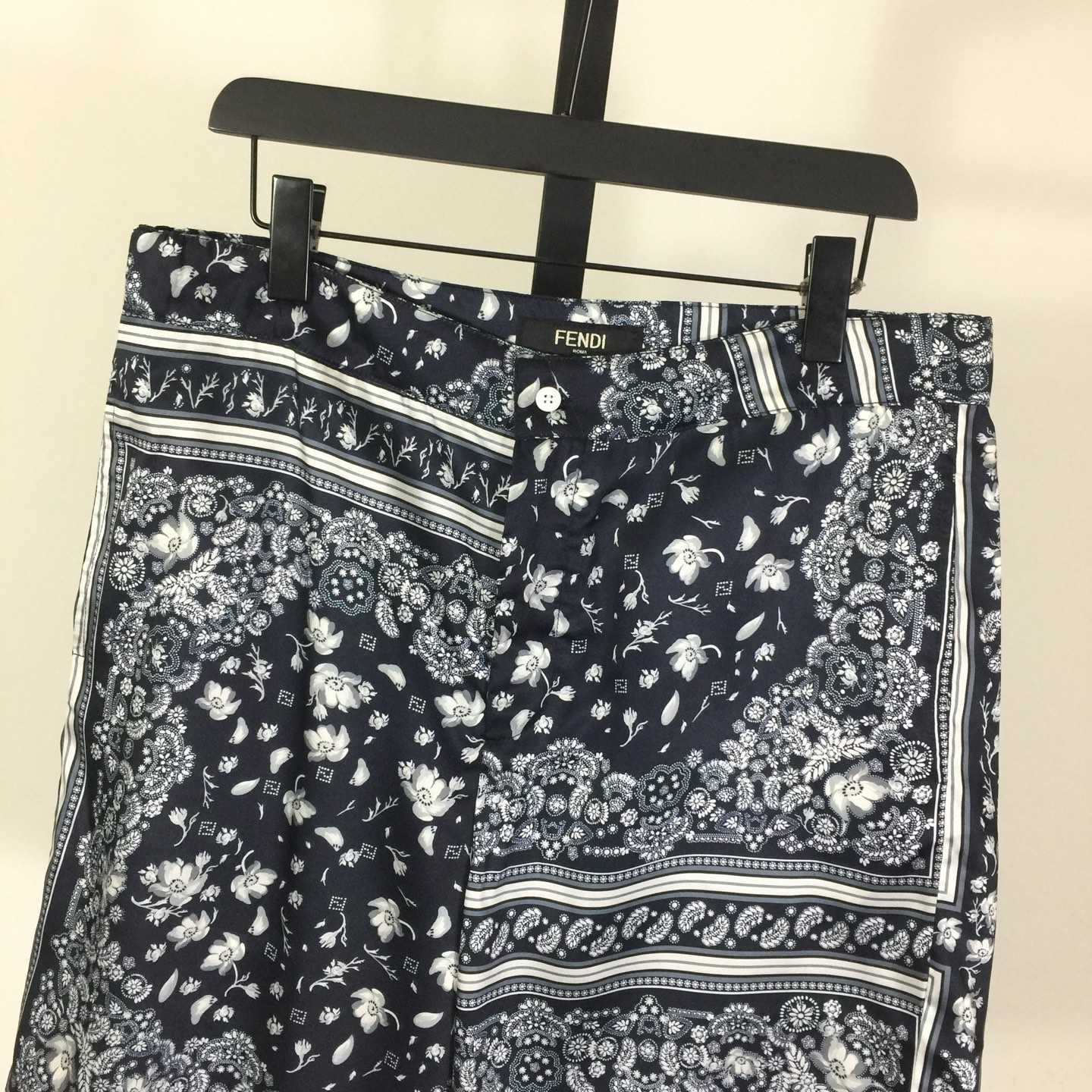 Fendi White And Blue Silk Shirt & Shorts - DopestKickz