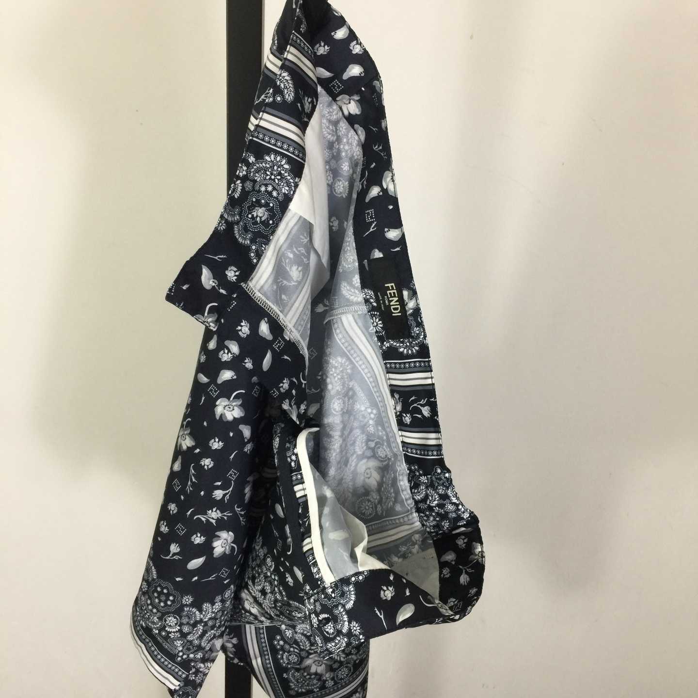 Fendi White And Blue Silk Shirt & Shorts - DopestKickz