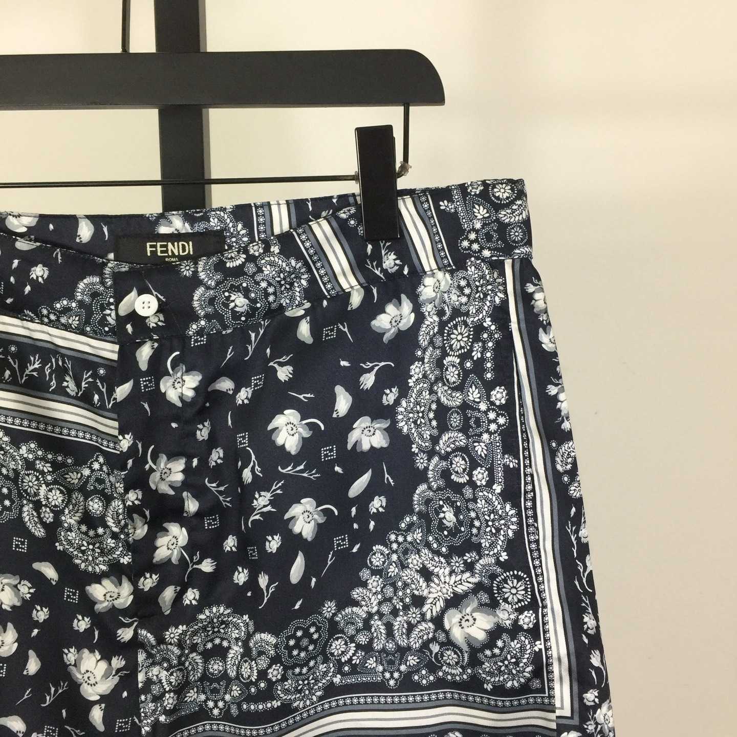 Fendi White And Blue Silk Shirt & Shorts - DopestKickz