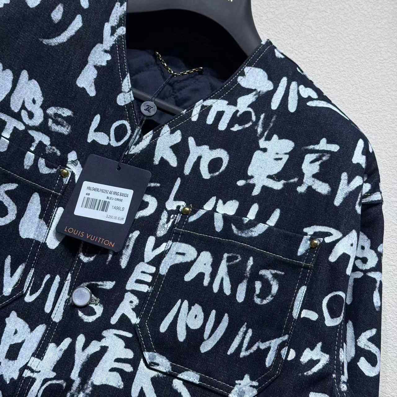 Louis Vuitton Denim Collarless Jacket  1AILLL - DopestKickz