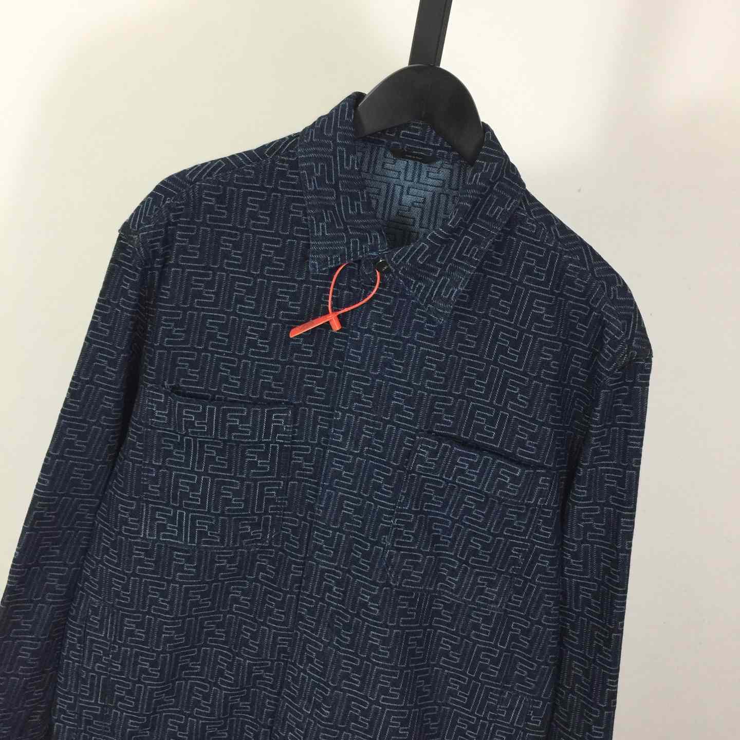 Fendi Blue FF Jacquard Denim Jacket - DopestKickz