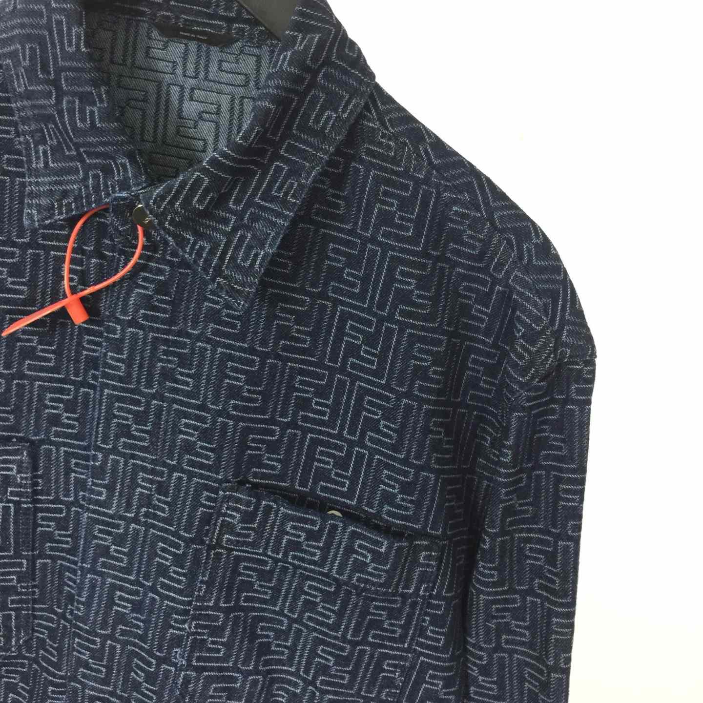 Fendi Blue FF Jacquard Denim Jacket - DopestKickz