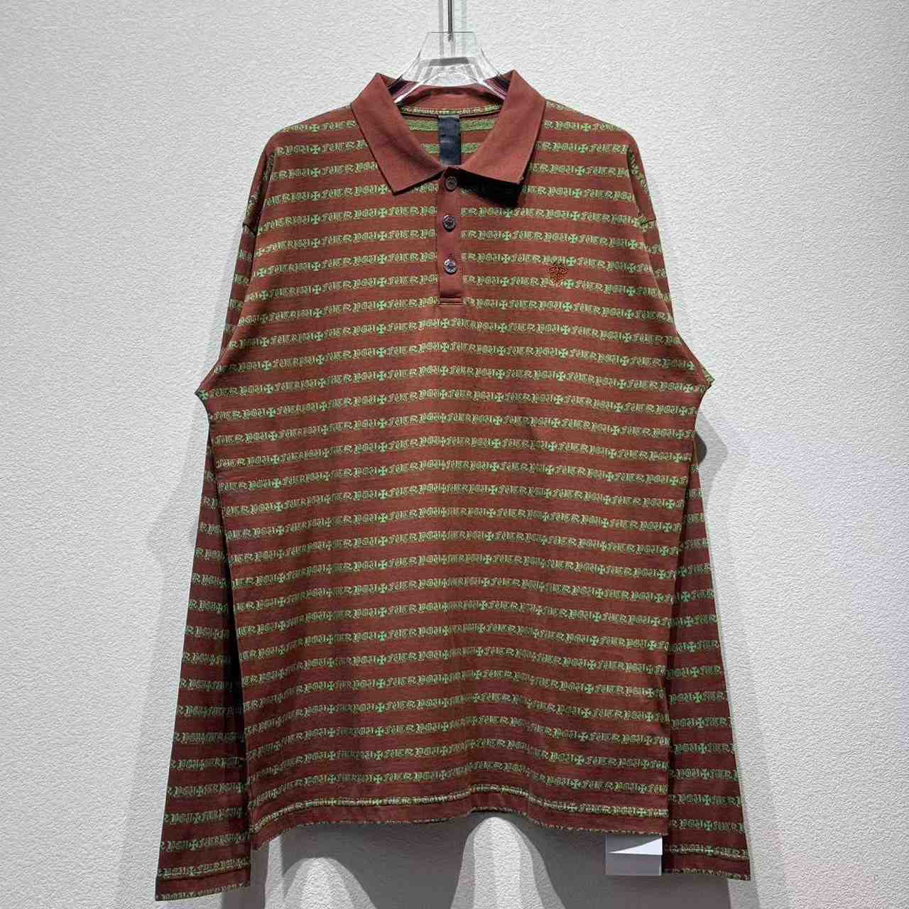 Chrome Heart Striped Polo Shirt - DopestKickz