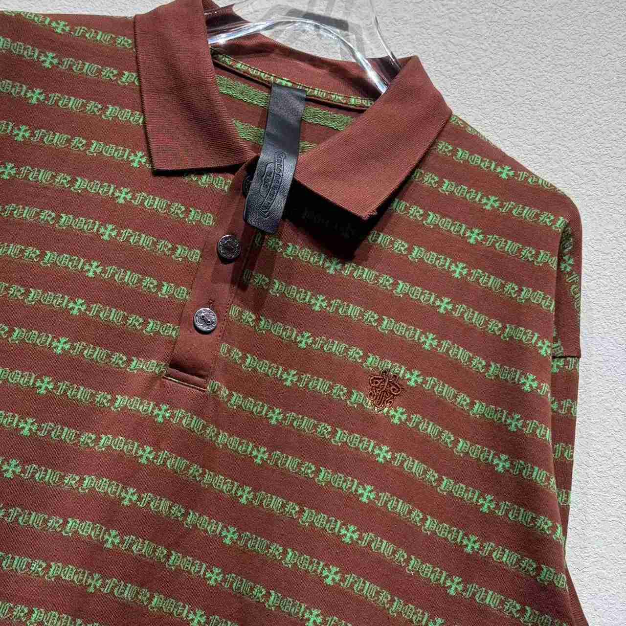 Chrome Heart Striped Polo Shirt - DopestKickz