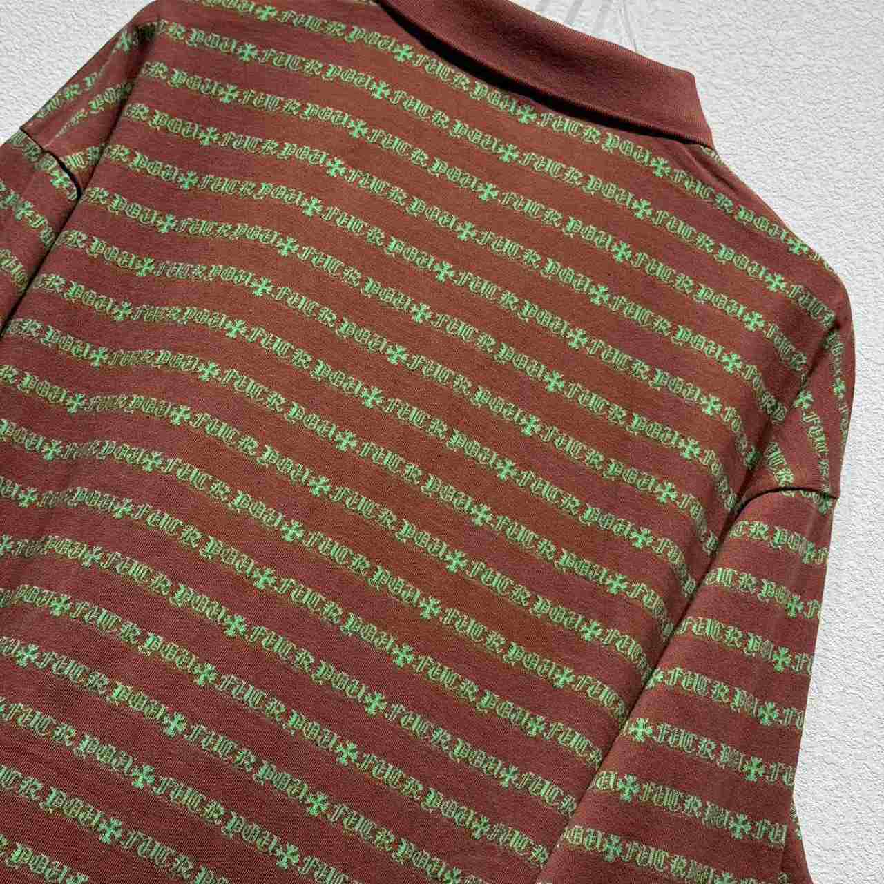 Chrome Heart Striped Polo Shirt - DopestKickz